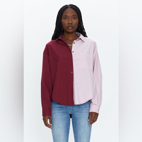 pistola Tops - NWT Pistola ‘Sloane’ Two-Tone Burgundy and Light Pink shirt. XS